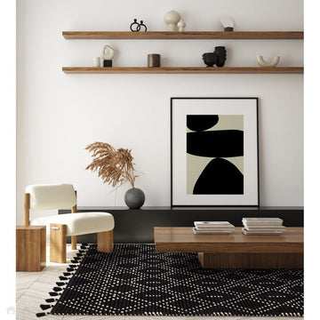 Nepal Diamond Modern Moroccan Berber Geometric Hand-Woven Ribbed Textured Low-Profile Wool Loop Pile Black/Cream Rug-Asiatic Carpets-Rug Love - The Most Loved Rug Store
